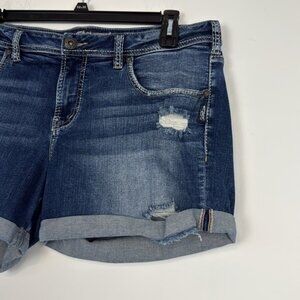 Silver Jean Shorts. The Sam Short. Plus Size 18. Distressed. High Rise.